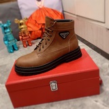 «Prada» — новейшие модные кожаные ботинки, ведущий бренд роскоши, высшее качеств