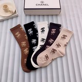 Комплектация (5 пар в коробке) CHANEL Классические носки средней длины, высокая 