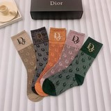 Комплект упаковки (5 пар в коробке) Dior 2021 новые гольфы! 100% хлопок, популяр