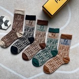 FENDI · Новые носки средней длины для женщин от FENDI [пять пар в коробке] Одина