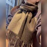 Элитный мужской шарф из кашемира от Hermes! Классическая вышивка логотипа в виде