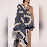 Новейшая модель от Loewe, двухцветный шерстяной плед-накидка Khaki Green, украше