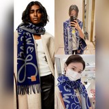 Популярные товары 【Длинный шарф из кашемира LW с контрастными цветами】 LOEWE вып