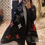 LOUIS VUITTON Шерстяной шарф с узором Old Flower/уникальный Petite Malle, индиви