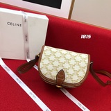 Celine Новая коллекция весна-лето 2023 Белая сумка-седло из покрытого ткани канв
