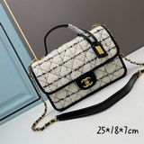Импортный шерстяной твил в клетку. Chanel C маленькая сумка из шерстяного твила 