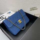 Сумка Chane Classic Fla из джинсовой ткани с большой золотой застежкой, аналогич