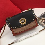 Coach/Кожаная сумка Parker18 с камелией, модель F030592, цвет： каки-коричневый, 
