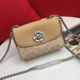 Coach/Кожаная сумка Parker18 с камелией, модель F030592, цвет： каки-коричневый, 