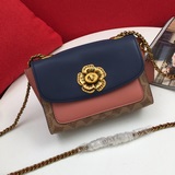Coach/Кожаная сумка Parker18 с камелией, модель F030592, цвет： каки-коричневый, 