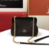 Новая модель женской сумки Coach из натуральной кожи с застежкой-поцелуем и прин