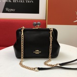 Новая модель женской сумки Coach из натуральной кожи с застежкой-поцелуем и прин