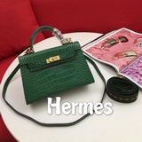 Hermes Kelly второго поколения с крокодиловой текстурой, обновленная версия mini