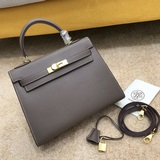 Hermes Kelly, версия высшего качества, кожа с отпечатками ладоней, золотая засте