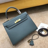 Hermes Kelly, версия высшего качества, кожа с отпечатками ладоней, золотая засте