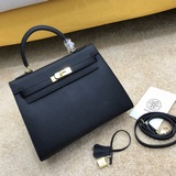 Hermes Kelly, версия высшего качества, кожа с отпечатками ладоней, золотая засте