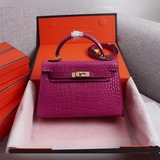 Kelly II с крокодиловой текстурой, 22 см, 19 см, идеальная форма, Hermes mini Ke