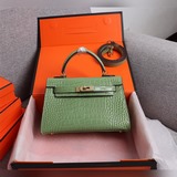 Kelly II с крокодиловой текстурой, 22 см, 19 см, идеальная форма, Hermes mini Ke