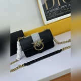 PINKO Зимняя новинка Сумка через плечо с птицами, овечья кожа, размер L 21x12x7,