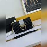 PINKO Зимняя новинка Сумка через плечо с птицами, овечья кожа, размер L, 21x12x7