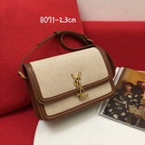 Большая сумка it bag в новой цветовой гамме из парусины с коричневой кожей. Мног