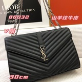 Козья кожа, золотая застежка, оригинальная фурнитура, Saint Laurent, классически