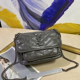 Сумка Saint Laurent Niki с откидной крышкой, очень вместительная, из кожи с эффе