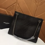 Сумка для покупок с крокодиловым узором, сумка Saint Laurent с кожаной отделкой 