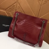 Сумка для покупок с крокодиловым узором, сумка Saint Laurent с кожаной отделкой 