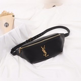 yslclassic Черный кожаный поясной и нагрудный чехол. Изготовлен из кожи высшего 