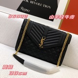 Кожа с козлиным узором, золотая застежка, оригинальная фурнитура, Saint Laurent,