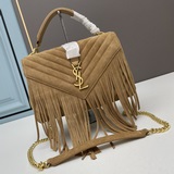 ysl monogram college_Сумка почтальона из матовой кожи с кисточками, вечная модел