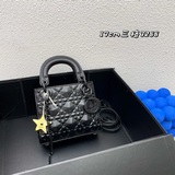 В комплекте с коробкой. Три отделения, Lady custom Dior, матовая кожа с рельефны