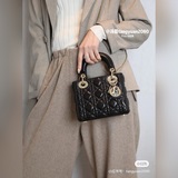 Высокое качество lady di0r Трехсекционная сумка с ручной стежкой в виде ромбов, 