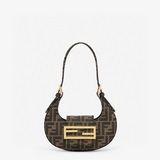 Мини-сумка Fendi Cookie в форме полумесяца, изготовлена из ткани с двойным логот