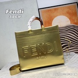 Сумка-тоут Sunshine среднего размера из кожи с тисненым логотипом FENDI ROMA и ж