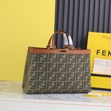 F END1 Новейшая сумка FF peekaboo X-tote темно-зеленая с тиснением двойной буквы