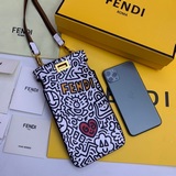 Чехол для мобильного телефона Fendi, кожа с граффили, внутренняя отделка красног