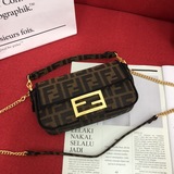 Ретро-стиль Fendi, сумка с двойным логотипом F, клапаном и длинным ремнем, украш