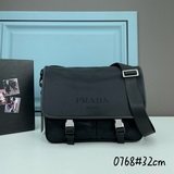 Prada, большая сумка через плечо, нейлон, классическая, оригинальная кожа и ткан