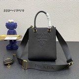 Маленькая сумка-тоут 1BA332 из кожи Saffiano с двумя ручками и съемным плечевым 