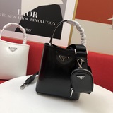 Оригинальная кожа, новейшая модель от Prada, сумка из блестящей кожи, лаконичная