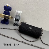 Черно-серебряная классическая сумка Prada, небольшая сумка Prada с серебряной це