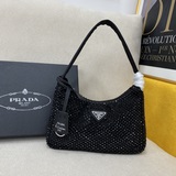 Prada 2023 Новая сумка Hobo с блестящими стразами. Вся сумка украшена блестящими