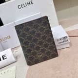 Celine Triomphe компактный кожаный кошелек из камуфляжной ткани с желтовато-кори
