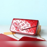 M61276 Сумка Louis Vuitton Felicie из лакированной кожи с тиснением, элегантная 