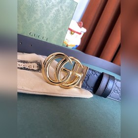 GUCCI Двойной пояс шириной 3,7 см, одна сторона из кожи Gucci Sig