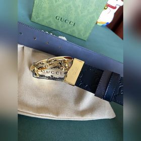 GUCCI Двойной пояс шириной 3,7 см, одна сторона из кожи Gucci Sig