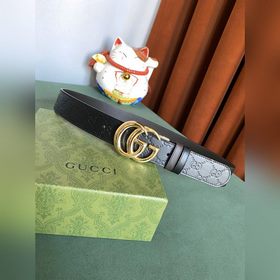 GUCCI Двойной пояс шириной 3,7 см, одна сторона из кожи Gucci Sig
