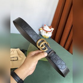 GUCCI Двойной пояс шириной 3,7 см, одна сторона из кожи Gucci Sig